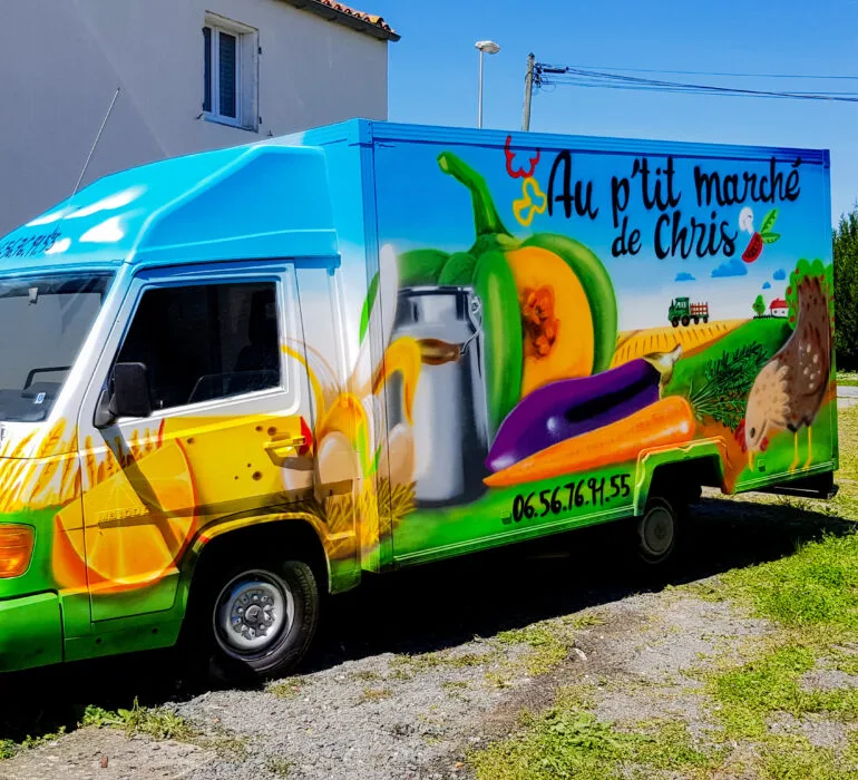graffiti foodtruck sur les marché en Vendée