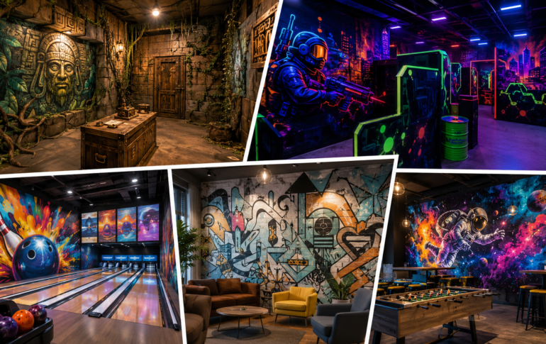 Décoration graffiti pour lieux de loisirs escape game laser game bowling paris