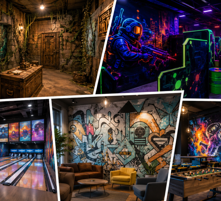 Décoration graffiti pour lieux de loisirs escape game laser game bowling paris