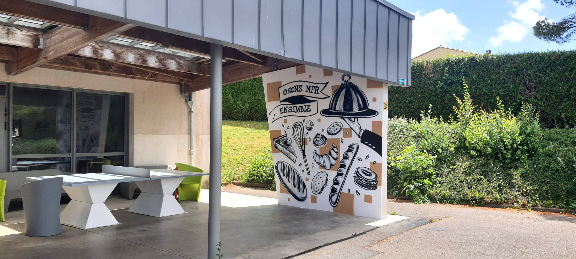 Décoration street art lycée hôtelier en Vendée