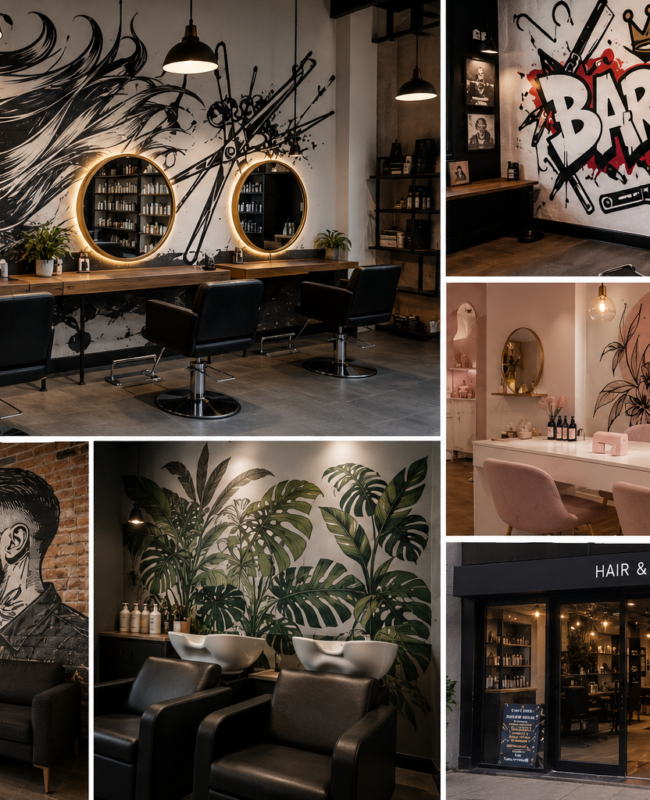 décoration murale salon de coiffure