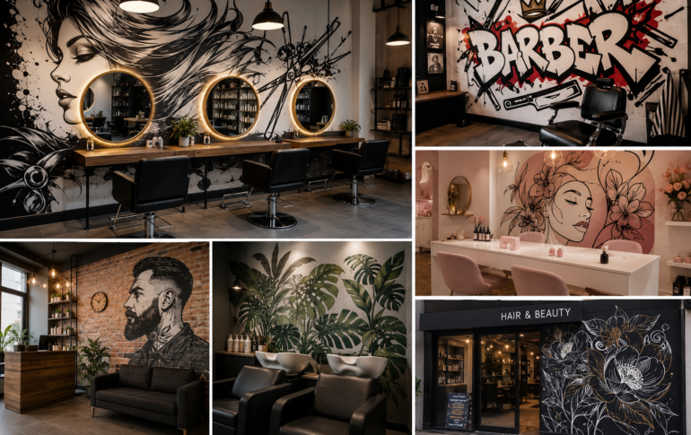 décoration murale salon de coiffure