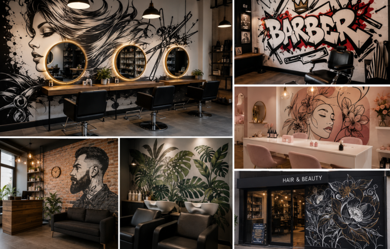 décoration murale salon de coiffure