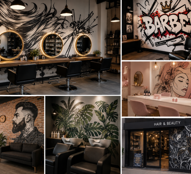 décoration murale salon de coiffure