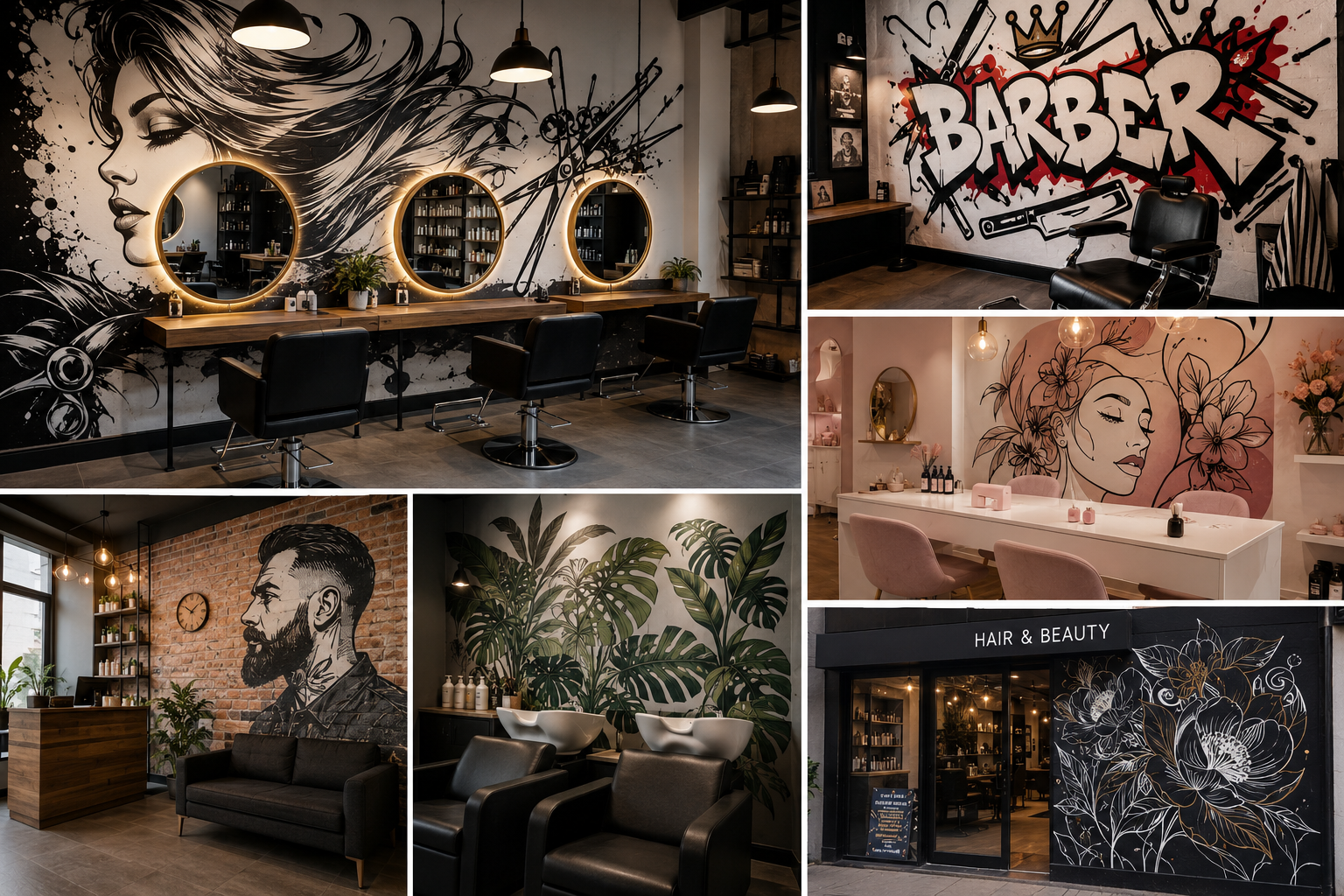 décoration murale salon de coiffure