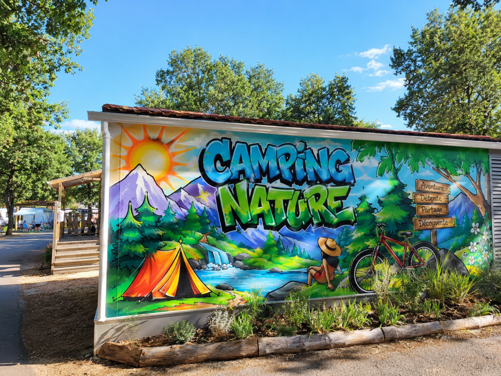 fresque murale camping graffiti street art