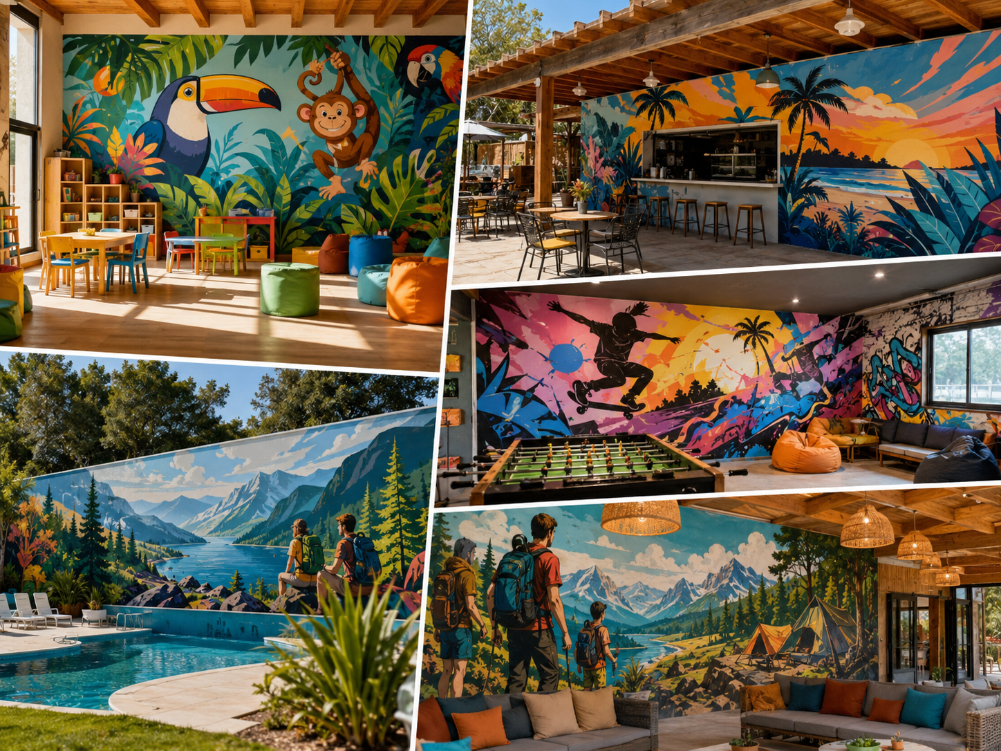 fresque murale camping