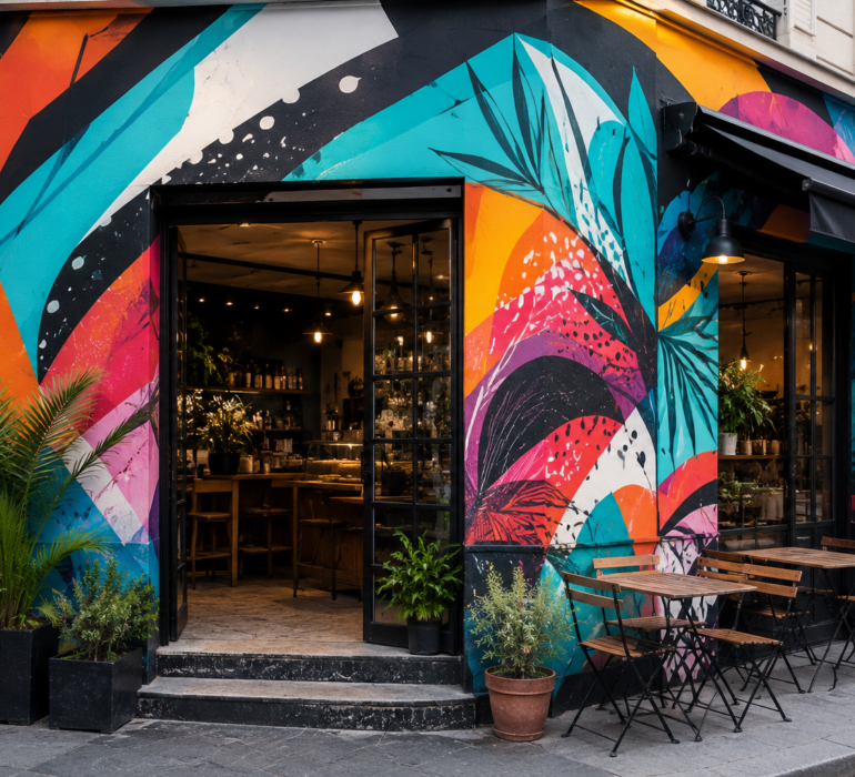fresque murale commerce