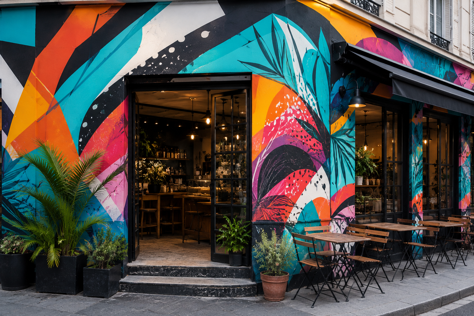 fresque murale commerce