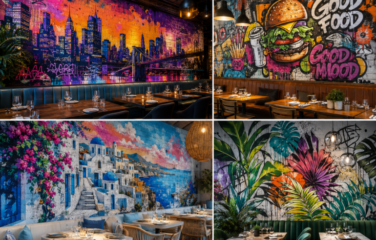 fresque murale restaurant