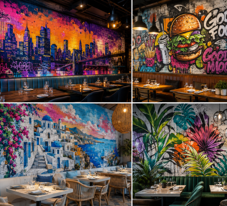 fresque murale restaurant