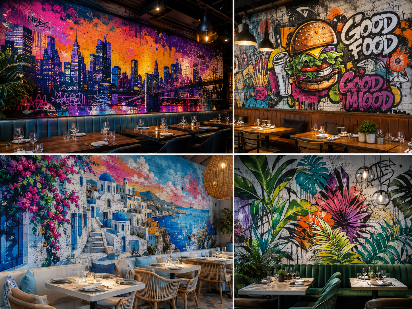 fresque murale restaurant