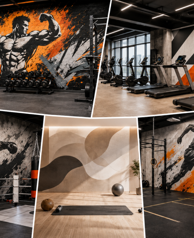 fresque murale salle de sport
