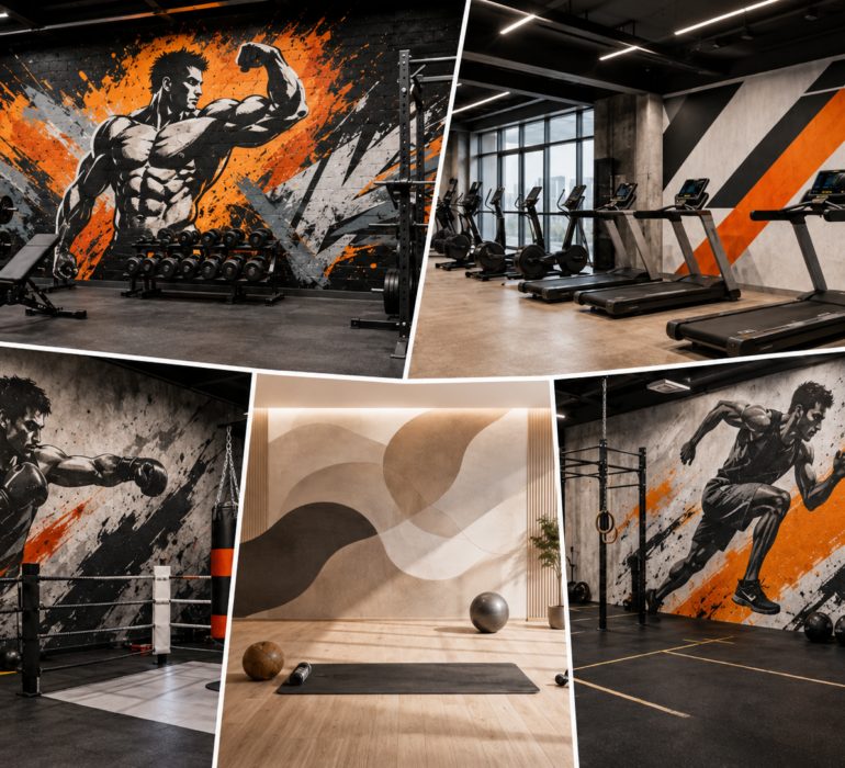 fresque murale salle de sport