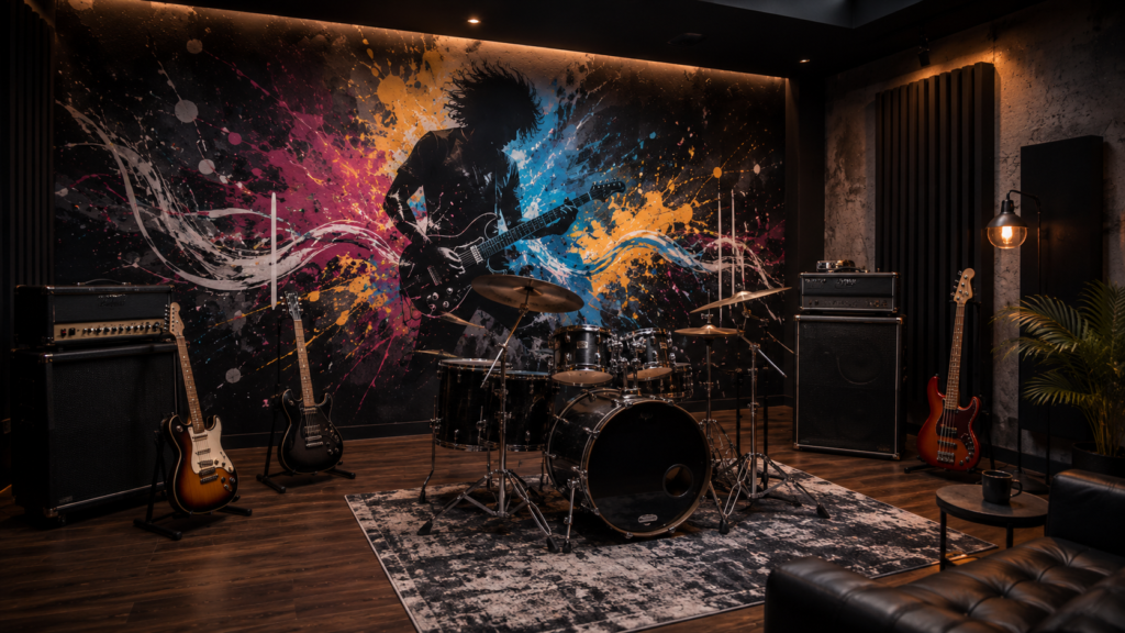 fresque murale studio musique
