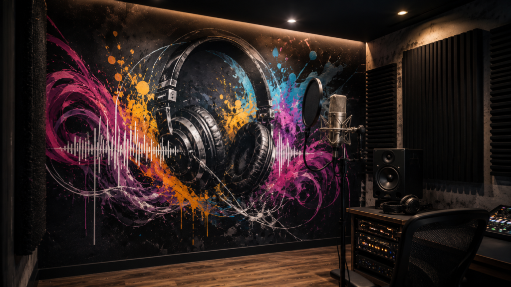 fresque murale studio musique d'enregistrement
