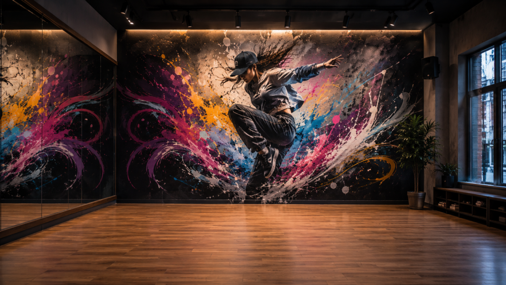 fresque murale studio salle de danse hip hop
