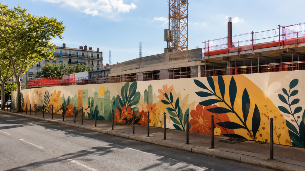 fresque palissade chantier floral