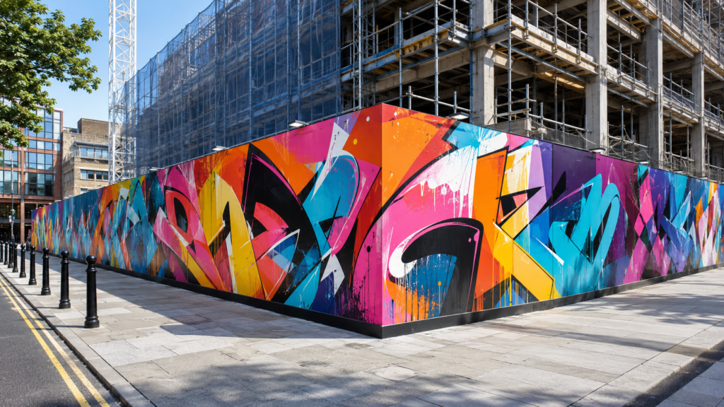fresque palissade chantier street art graffiti
