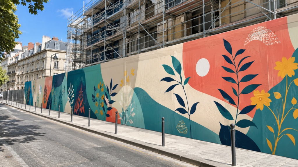 fresque palissade chantier mairie de paris