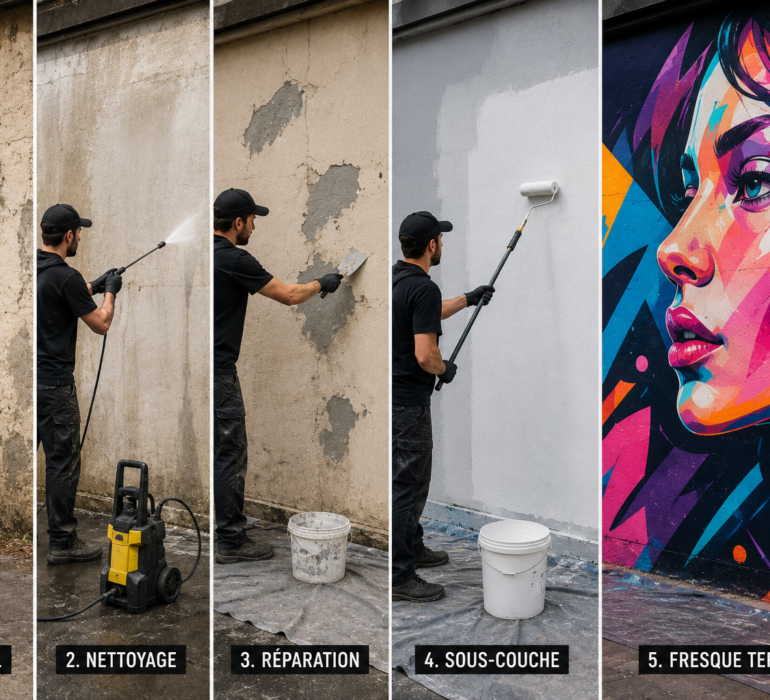 préparer un mur avant une fresque graffiti