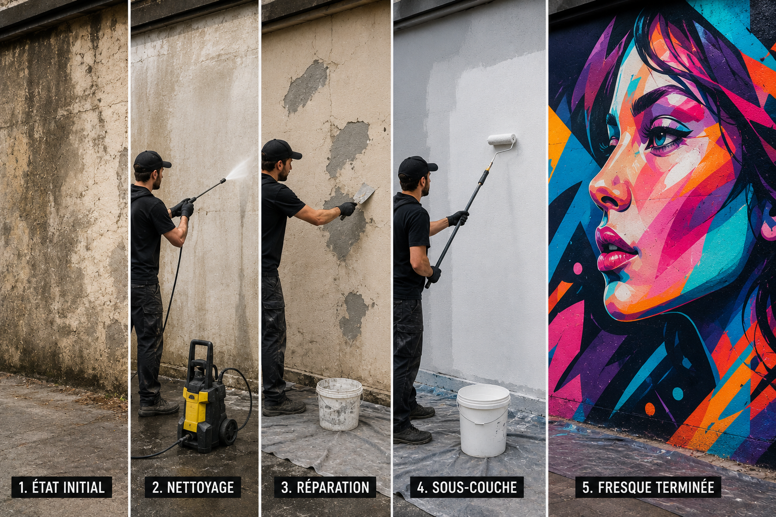 préparer un mur avant une fresque graffiti