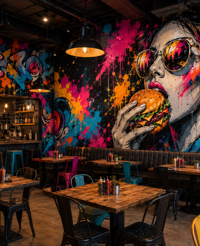 fresque murale restaurant