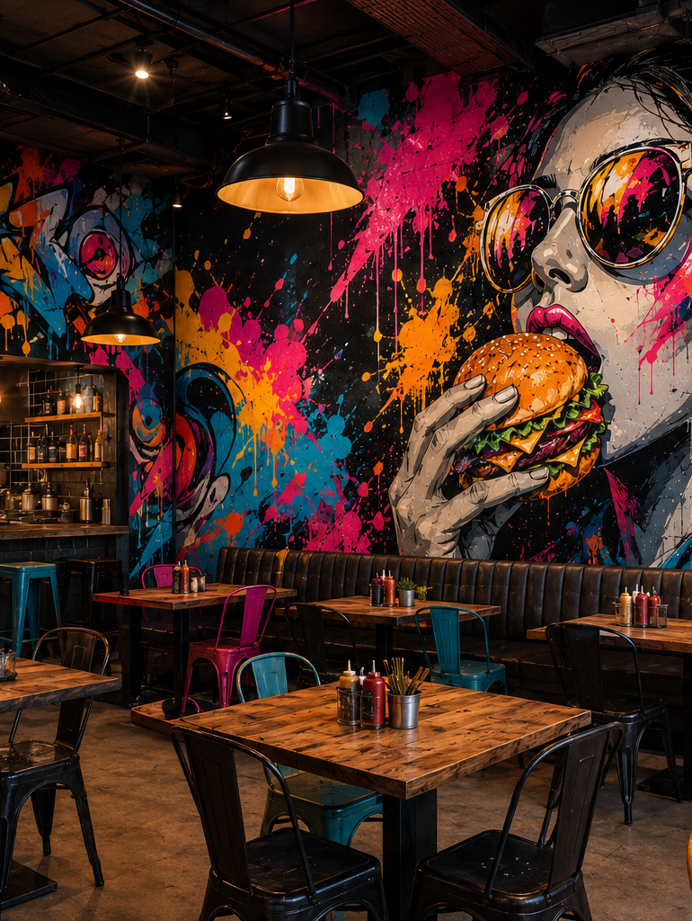 fresque murale restaurant