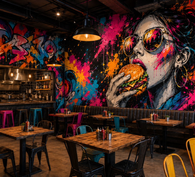 fresque murale restaurant
