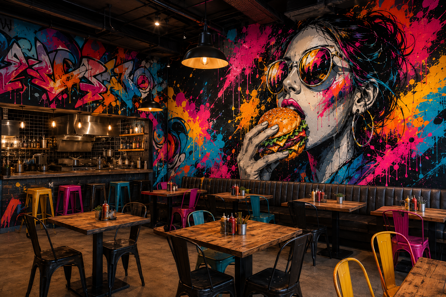 fresque murale restaurant