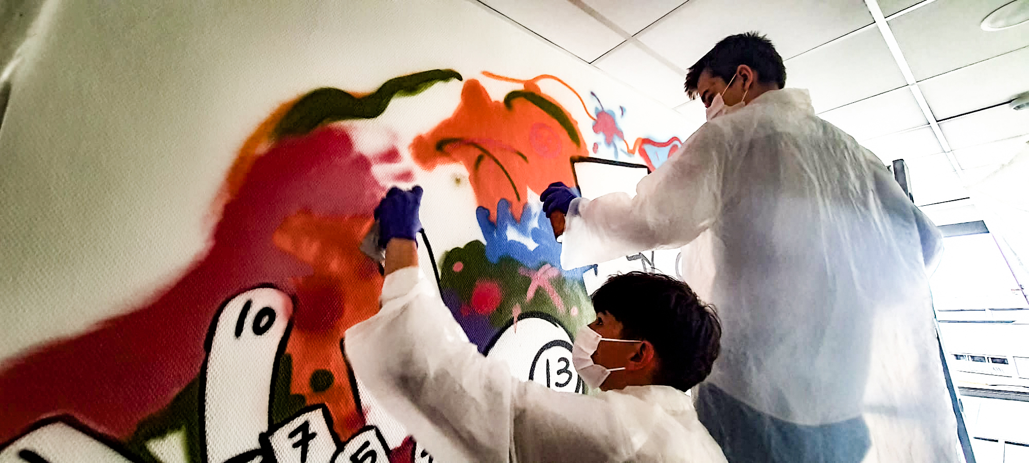 Décoration graffiti à l'internat - foyer des jeunes de st michel mont mercure