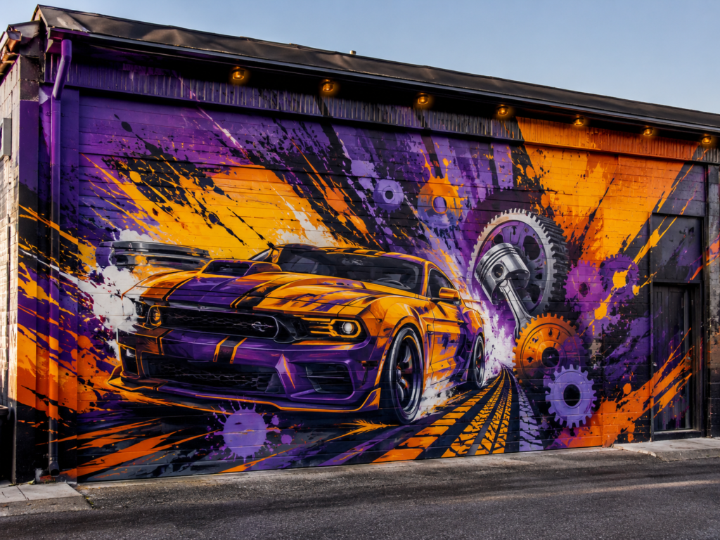 fresque garage automobile